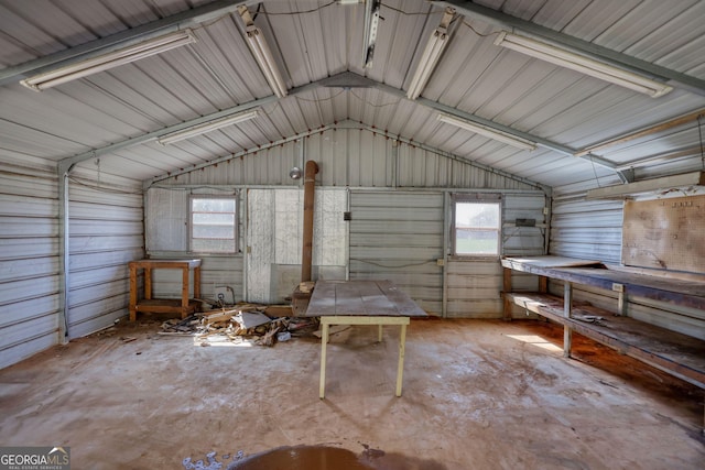 garage featuring metal wall