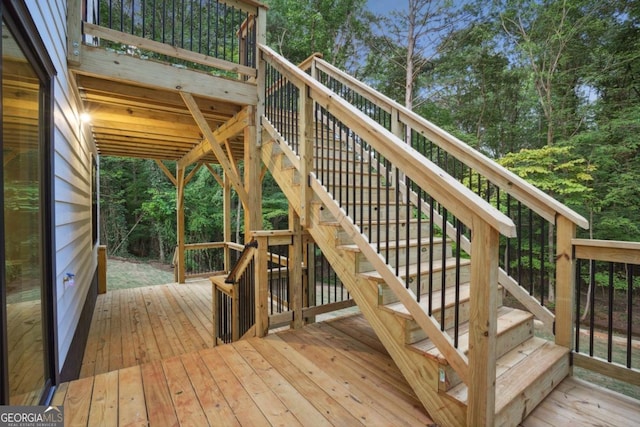 wooden deck with stairway