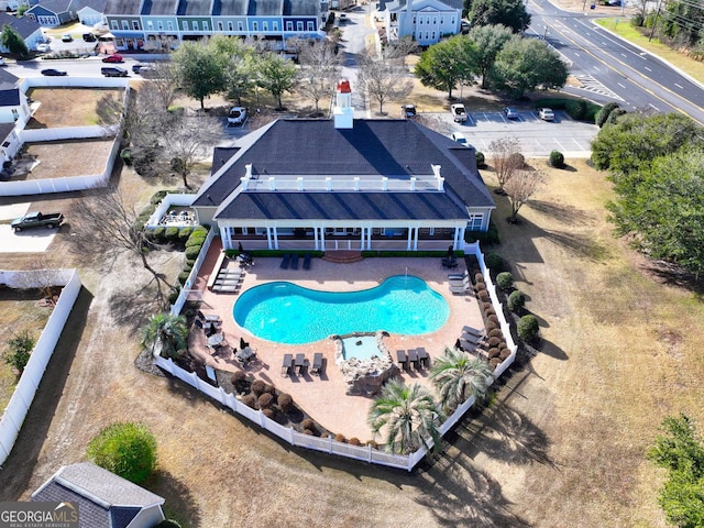 drone / aerial view with a residential view