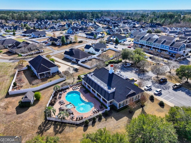 bird's eye view with a residential view