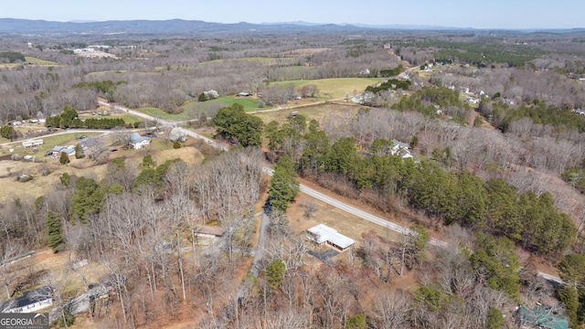 bird's eye view with a mountain view