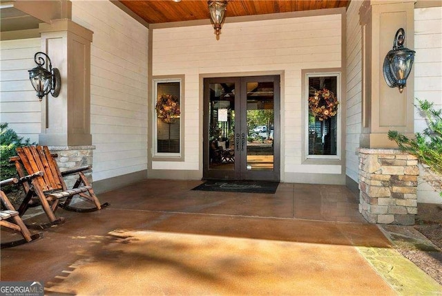 view of exterior entry with french doors