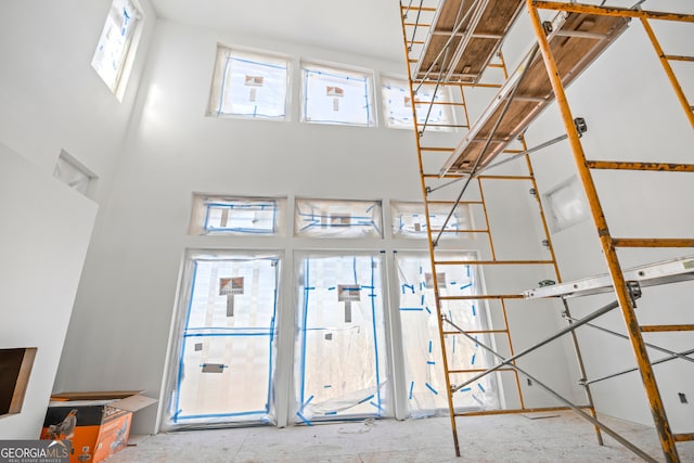 interior space with a wealth of natural light and a high ceiling