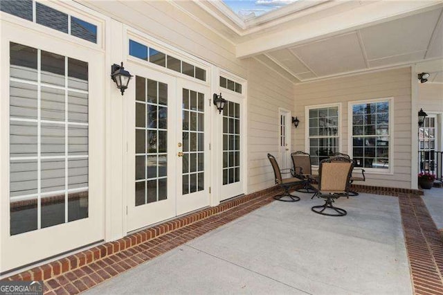 view of patio / terrace featuring french doors