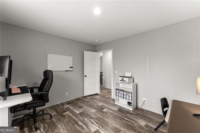 office featuring dark wood finished floors