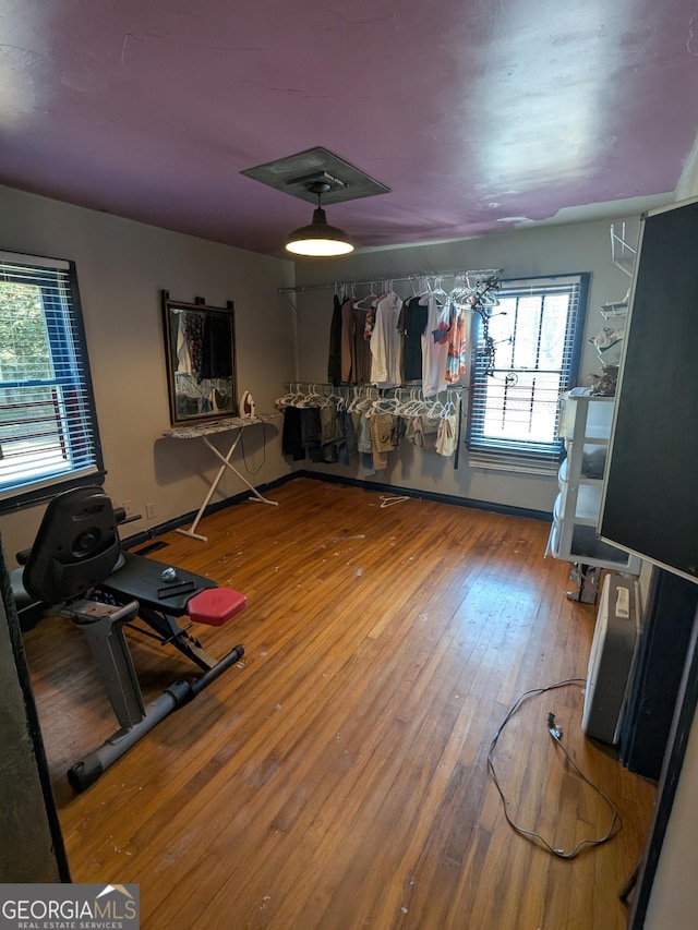 bedroom featuring hardwood / wood-style flooring