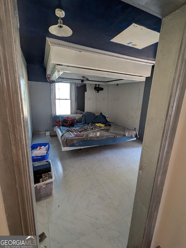 bedroom with marble finish floor