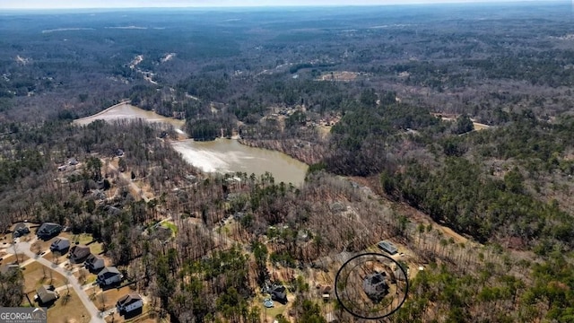 drone / aerial view with a forest view