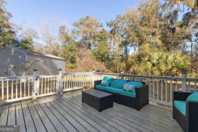 deck featuring an outdoor living space