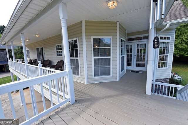 deck featuring french doors