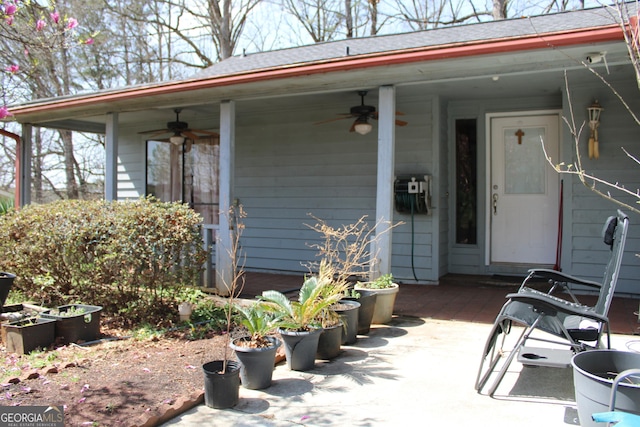 view of patio / terrace featuring a ceiling fan