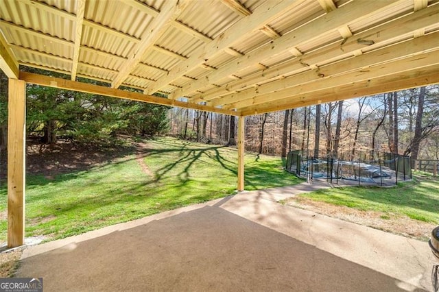 view of patio / terrace featuring a trampoline