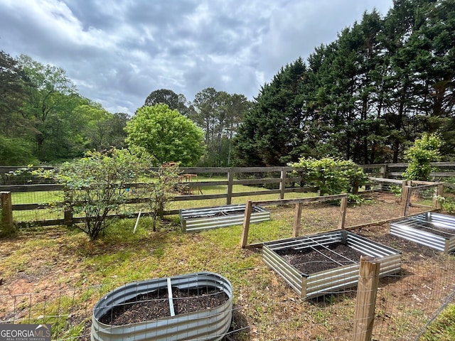 view of yard with fence and a garden