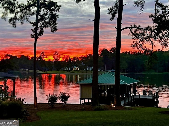 water view featuring a gazebo