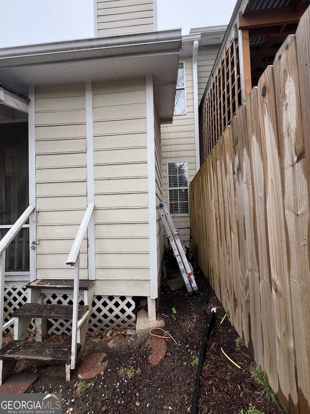 view of home's exterior featuring entry steps