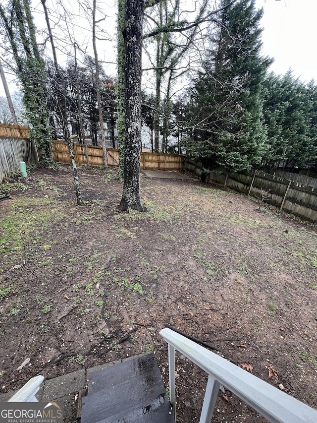 view of yard with a fenced backyard