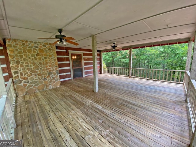 wooden terrace with ceiling fan