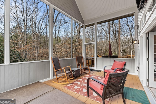 300 Rock Creek Trl, Toccoa, GA 30577 - sunroom / solarium featuring lofted ceiling