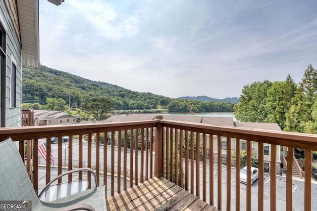 deck with a mountain view