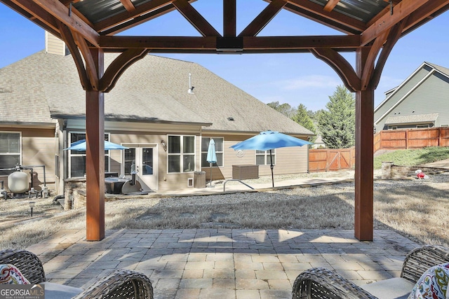 view of patio / terrace featuring a gazebo and fence