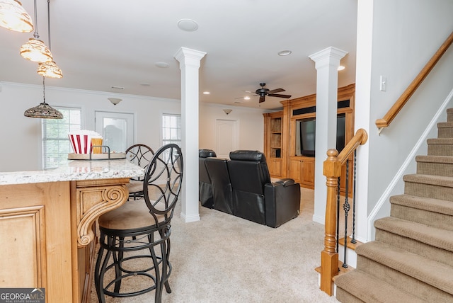 view of patio / terrace with area for grilling and ceiling fan