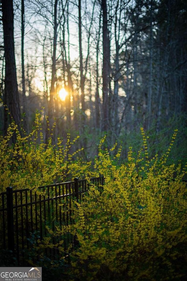 view of yard with a view of trees