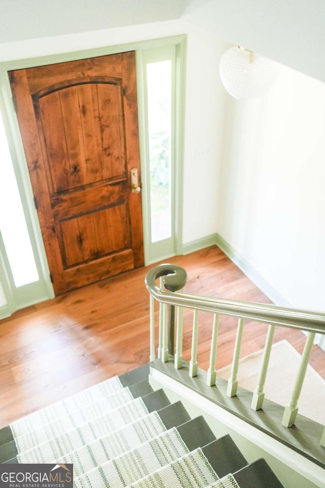 entrance foyer featuring wood finished floors