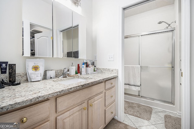 4809 Shae Ct Unit 5, Powder Springs, GA 30127 - full bath with a shower stall, vanity, and tile patterned floors
