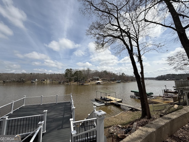 dock area featuring a water view