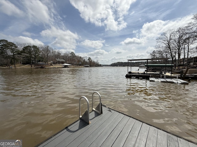 view of dock featuring a water view