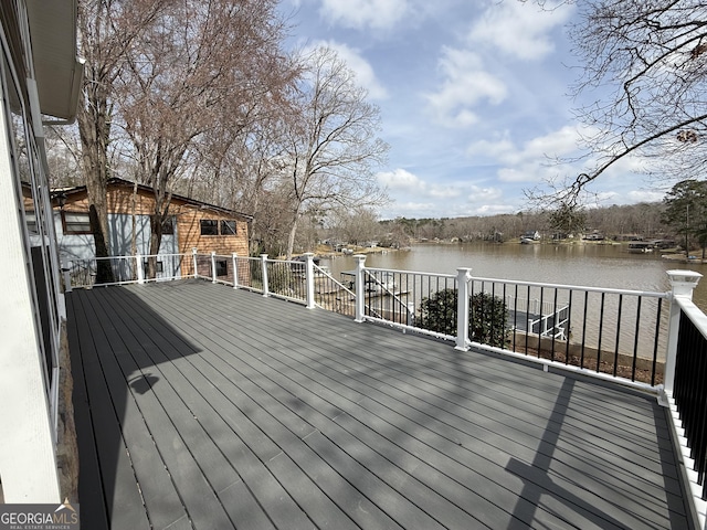 deck with a water view