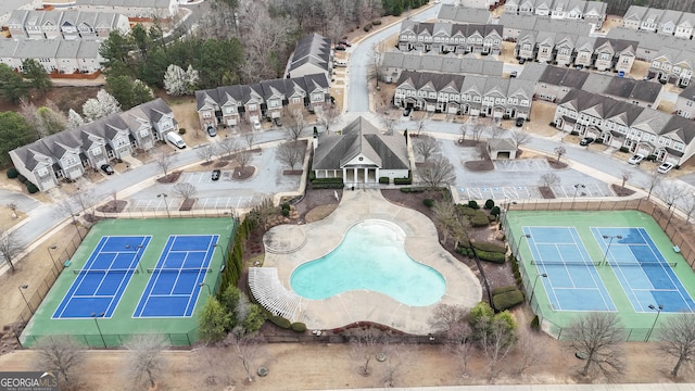 bird's eye view with a residential view