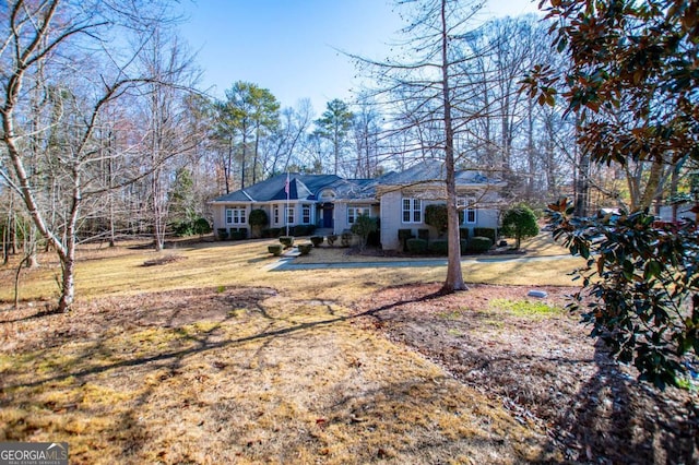 view of front of home with a front yard