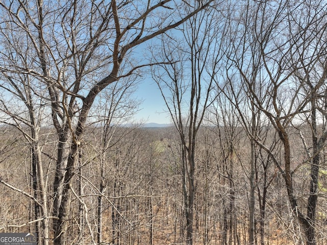 exterior space featuring a wooded view