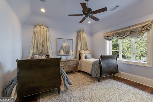 0 Winterthur, Sandy Springs, GA 30328 - bedroom featuring baseboards, wood finished floors, recessed lighting, ceiling fan, and vaulted ceiling