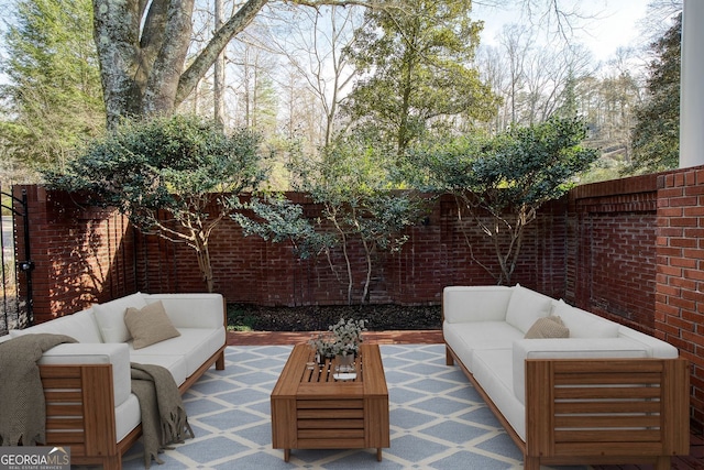 0 Winterthur, Sandy Springs, GA 30328 - view of patio / terrace with an outdoor living space and a fenced backyard