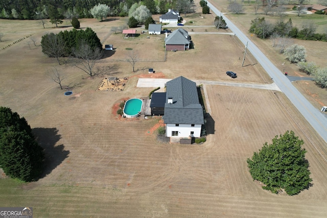 aerial view featuring a rural view