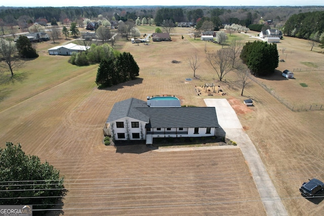 aerial view with a rural view