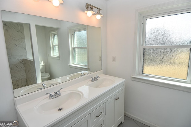 full bathroom with toilet and a sink