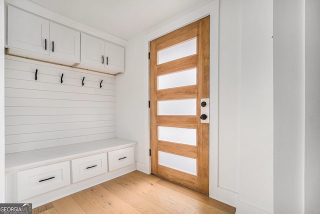 mudroom featuring light wood finished floors