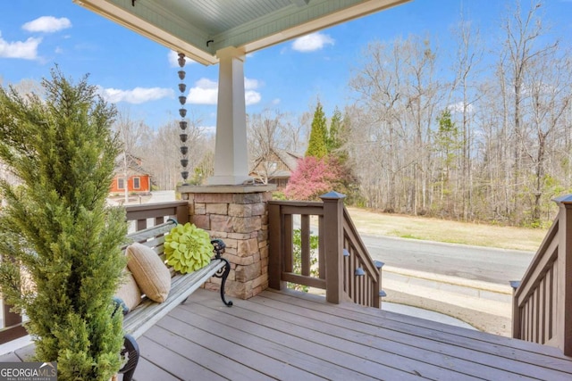 deck featuring a porch