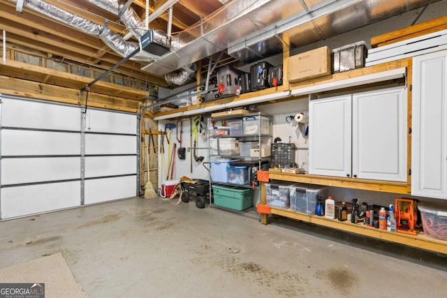 garage with a garage door opener