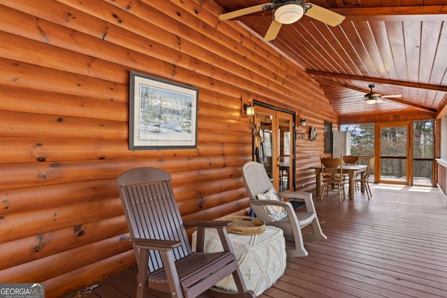 21 Trails End Ln Unit 339, Morganton, GA 30560 - deck featuring a ceiling fan, outdoor dining space, and french doors