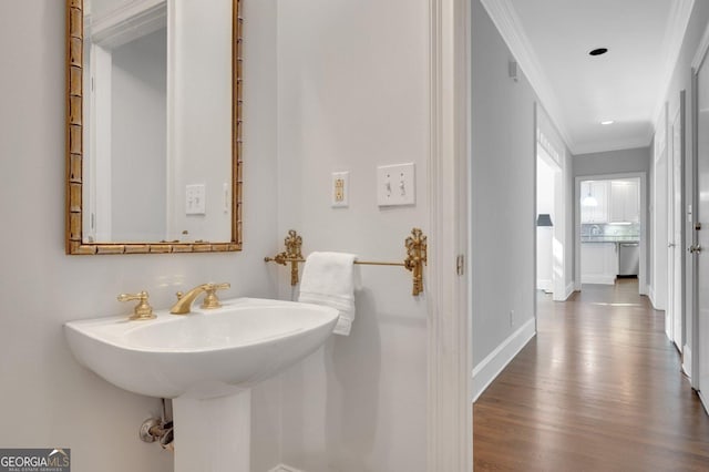 1139 Tennyson Pl NE, Brookhaven, GA 30319 - bathroom with ornamental molding and wood finished floors
