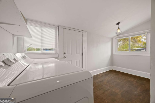 1769 Lyle Ave, Atlanta, GA 30337 - laundry area with washing machine and dryer and dark wood finished floors