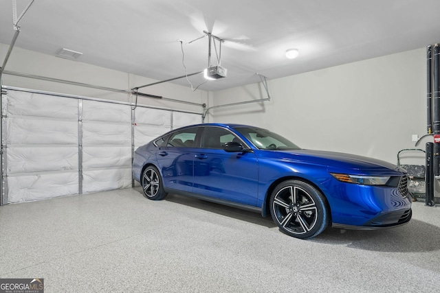 garage with a garage door opener