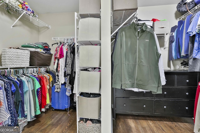 spacious closet with wood finished floors