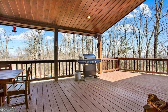 wooden terrace with grilling area