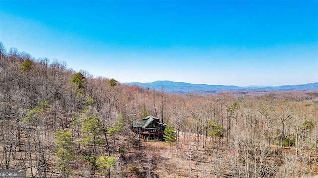 view of mountain feature with a forest view