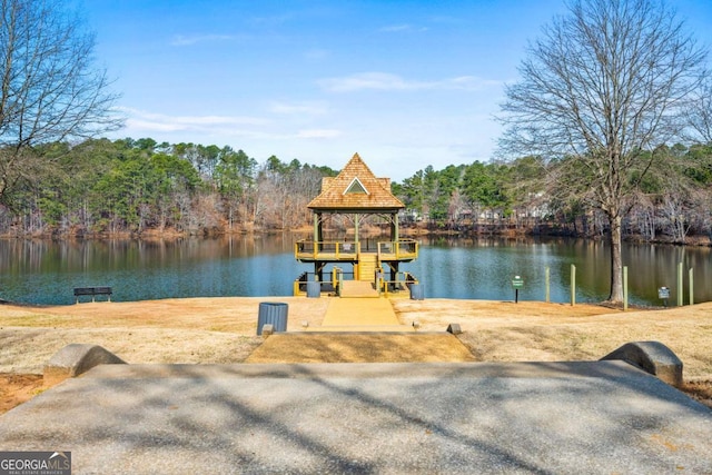 dock area featuring a water view